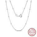 Collana minimalista in argento sterling S925 con perle lucide e chiusura con anello a molla - 40cm Lunghezza / Argento