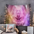 Tapiz de pared para meditación Zen con silueta de yogi y fondo de bosque para yoga - 90x60cm / Bosque de meditación Zen (191108a)