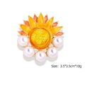 Sunflower enamel brooch with pearls and yellow finish, size 3.5x3.5cm and 10g weight - Enamel Pearl Sunflower (YNCP4493)