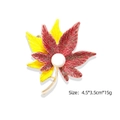 Dual-color maple leaf brooch with red glitter, yellow texture, and white pearl detail - Yellow and Red Textured Maple Leaf (YNCP1954 Yellow)