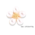 Elegant white five-petal flower brooch with pearl texture and golden center 3.0cm - Pearl Texture Five-petal Flower (YNCP3357)