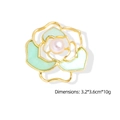 Golden camellia flower brooch pin with mint green enamel and pearl, size 3.2x3.6cm - Mint Green Enamel Camellia (YNCP04196 Green)