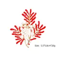 Elegant red coral branch brooch with white pearls and rhinestones, size 5.5x5.8cm - Red Coral Ocean Style (YNCP318)
