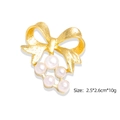 Elegant gold bow brooch featuring white pearls, size 2.5x2.6cm and weight 10g - Gold Bow Pearl (YNCP4920金色)