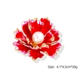 Red peony flower brooch with white pearl center and enamel finish for women - Red Gradient Peony (YNCP0875 Red)