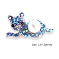 Blue rhinestone cat brooch with white pearl inlay in silver finish 3.5x1.5cm - Blue Iridescent Rhinestone Cat (YNCP1493 Blue)