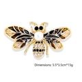 Golden honey bee brooch with white pearl, black enamel wings, and sparkling rhinestones - Large Bee with Black-Brown Wings