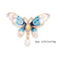 Blue enamel butterfly brooch with yellow crystal and pearl pendant, 3.5*4.7cm size - Blue Gradient Enamel Butterfly (YNCP01691 Blue)