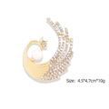 Golden feather brooch with large center pearl and sparkling rhinestone accents - Golden Spiral Artificial Pearl Phoenix Feather