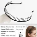 Cerchietto ondulato in metallo nero da uomo con denti in acciaio da 2cm per sport - Stile pettine a denti lunghi 2 cm