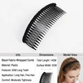 Cerchietto a pettine nero da uomo con denti da 5cm per acconciatura e sport - Pettine per capelli avvolto in tessuto nero
