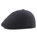 Classic charcoal grey wool blend flat cap for men with premium thick warm texture - 58cm / Dark Gray