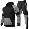 Heren trainingspak bestaande uit een hoodie en joggingbroek in zwart en grijs kleurcontrast - Zwart & Donkergrijs