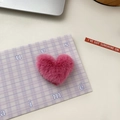 Pink plush heart-shaped hair clip with soft fuzzy texture for women's hair styling - Rose Pink