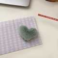 Cute heart-shaped plush hair clip in grey-green finish for girls hair styling - Green
