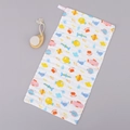 White multi-layer cotton gauze baby towel featuring colorful cartoon sea creature prints - 25x25cm / Deep Sea Fish
