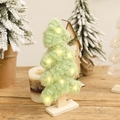 Petit sapin de Noël en feutre avec lumières LED chaudes et socle en bois naturel - Ornement de Flocage / Vert