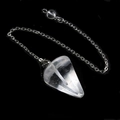 Clear quartz hexagonal crystal point pendant necklace with silver chain for yoga meditation - Clear Quartz With Bead Chain