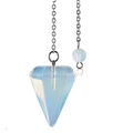 Opal stone hexagonal prism pendant necklace with silver chain for crystal yoga pendulum - Opal With Bead Chain