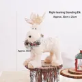 Standing reindeer Christmas decor made of woven fiber with festive collar 30cm height - Right Tilted Head Standing Reindeer