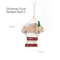 Christmas wooden truck ornament with green tree and Merry Christmas hanging sign - Single Door Truck Wood Pendant