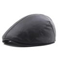 Classic black PU leather ivy cap for men featuring premium stitched panels and a sleek finish - Gray
