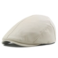 Berretto piatto classico in ecopelle color crema con cuciture vintage per un look elegante - Beige