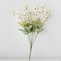 Artificial white daisy bundle with yellow center and green leaves in natural style - White