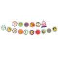 Spanish Feliz Cumpleaños birthday banner with glitter gold letters and sunburst cards - Sun Flower Spanish Banner