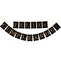Spanish Feliz Cumpleaños birthday banner in black cardstock with gold glitter finish - Spanish Square Birthday