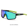 Outdoor sports cycling sunglasses with black frame and green iridescent lenses - Black Frame Green Lens