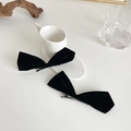 Set da 2 graziosi fermagli per capelli con fiocco in velluto nero dal design elegante - Un paio / Nero