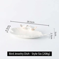 White bird feather ceramic jewelry tray 20.5x6.5cm for nordic ring and trinket storage - Style 6 (White Long Leaf Double Bird)