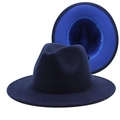 Two-tone wool fedora hat featuring a navy blue exterior and bright royal blue interior lining - Navy + Royal Blue