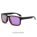 Classic polarized sports sunglasses featuring a matte black frame and purple coated lenses - Black Frame Purple Lens