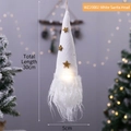 Gnomo di Natale bianco luminoso con cappello a maglia, stelle e barba soffice - WZ20002 Testa di Vecchio Uomo Bianco