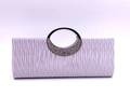 Pleated light purple evening clutch with rhinestone-studded silver metal handles - Silver