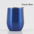 12oz Ocean Blue insulated egg cup made of double-walled stainless steel with lid - 12oz / Ocean Blue