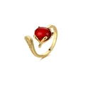 Adjustable gold plated fox ring featuring a red garnet stone and zircon accents - Adjustable Open / Red