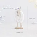 Wooden Christmas reindeer ornament with white wool body and blue knit hat, 23cm height - Little Sheep