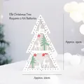 Árbol de Navidad de madera blanca con renos, 29cm de alto, decoración con luz a pilas - Estilo Alce