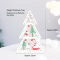 White wooden Christmas tree light box with Santa and reindeer scene, 20x29cm size - Sleigh Style