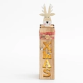Adorno navideño de madera con cabeza de reno y luz LED para decoración de mesa festiva - Alce