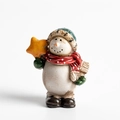 Statuetta pupazzo di neve in resina vintage dipinta a mano con cappello blu e sciarpa - Pupazzo di neve 3 (Con stella/Cappello blu/Sciarpa rossa)