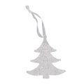 Addobbo per albero di Natale in acrilico bianco scintillante con trama a perline e nastro - Albero di Natale / Bianco Trasparente