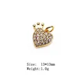 Golden heart charm with crown and cubic zirconia, 13x13mm pendant jewelry accessory - 3# Crown Heart