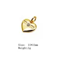 Golden heart-shaped 'mom' pendant with zircon inlay, size 11x11mm and 1g weight - 5# Mom Heart