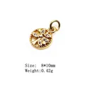 Tree of Life gold-plated charm with micro-paved zircons measuring 8x10mm for jewelry making - 11# Tree of Life