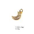 Golden crescent moon pendant with micro-set zircon stones, size 7.5x11.5mm, 0.45g - 12# Moon Pendant