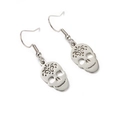 Pendientes de calavera de acero inoxidable plateado pulido para Halloween - Calavera Color Acero 2